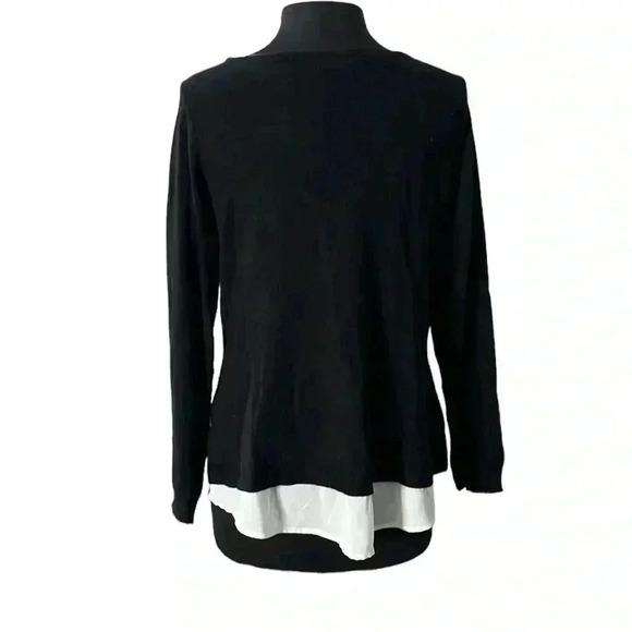 Charter Club Layered-Look Embellished Sweater Black White NWT Size L - Picture 3 of 7